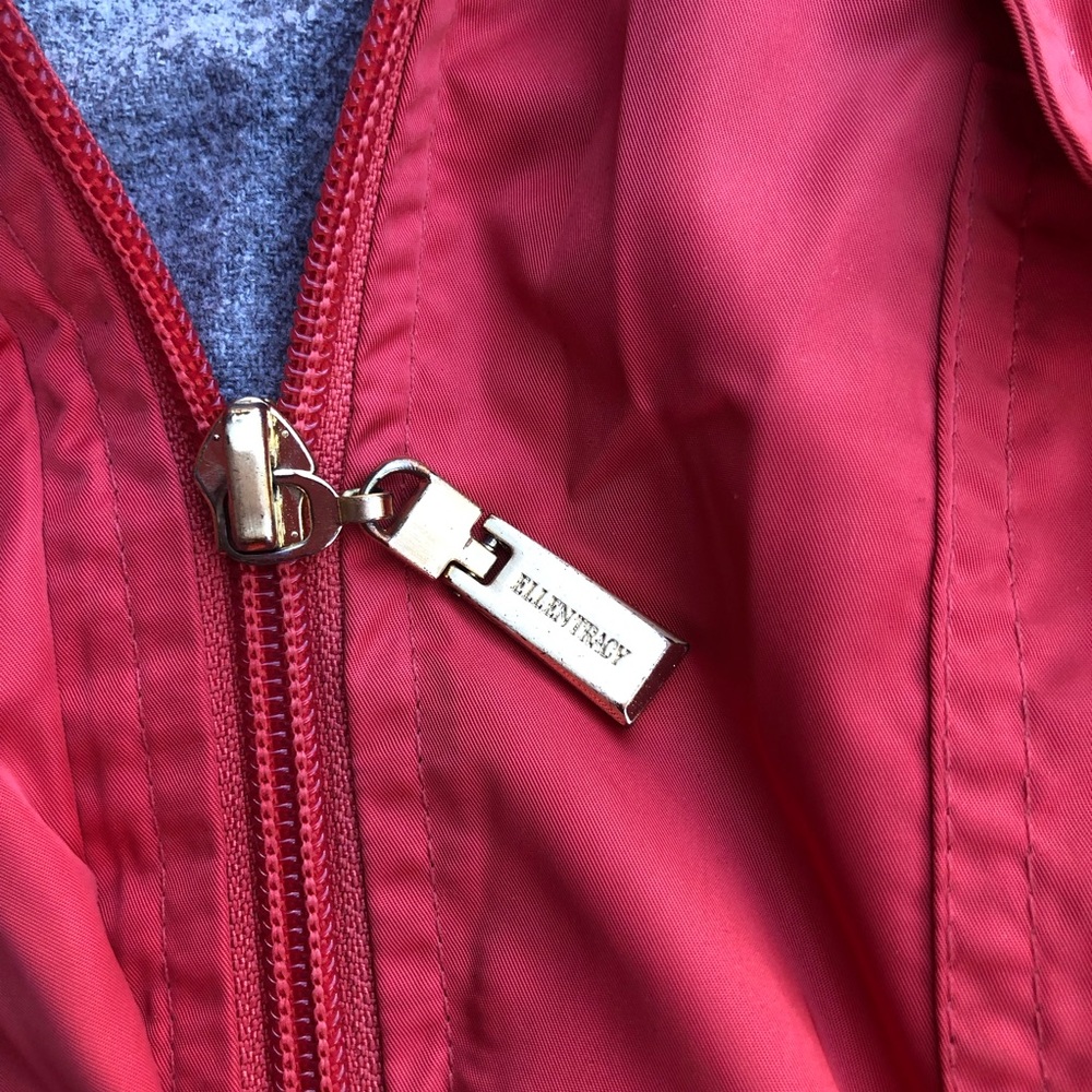 Ellen Tracy Hooded Belted Coral Pink Red Utility Jacket Windbreaker size PM - Picture 8 of 14